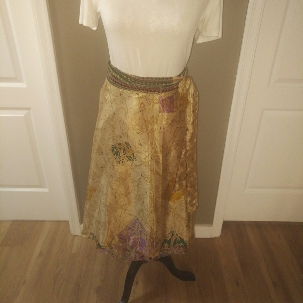 NWT silk multi wrap midi skirt